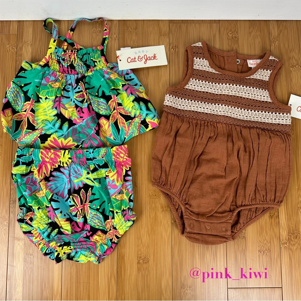 Set of 2 Cat & Jack Baby Girl Outfits